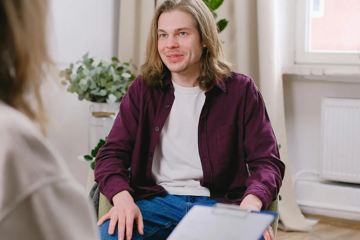 man in therapy session