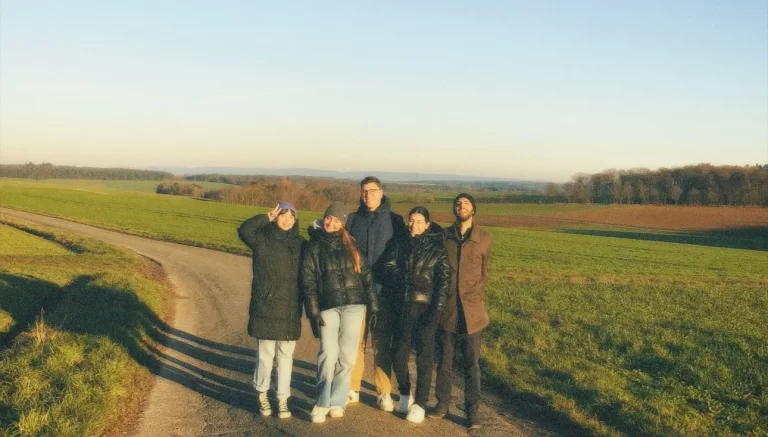 group of people in countryside